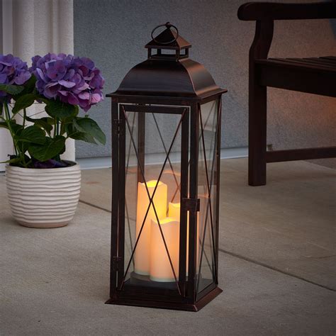 Salerno 27" H Triple LED Candle Lantern | Floor lanterns, Metal lanterns, Outdoor candles