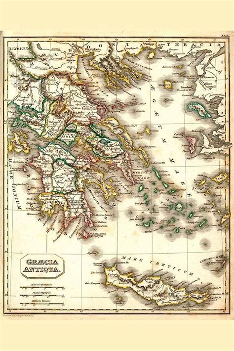 Vintage Map of Greece, Rare Map, Geography School Map, Old Chart ...