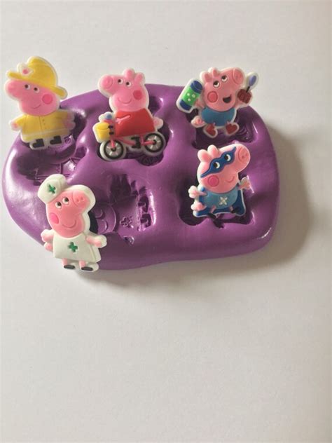 Peppa pig mix silicone mould/mold by Siliconecraftmoulds on Etsy