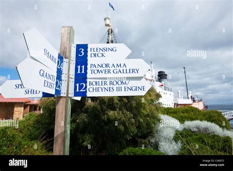 Sign at Whale World museum at the old Cheynes Beach Whaling Station. Frenchman Bay, Albany ...