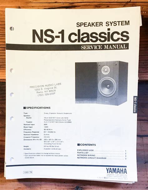 Speaker Service Manual *Original* – Vintage Audio Store - Vintage ...