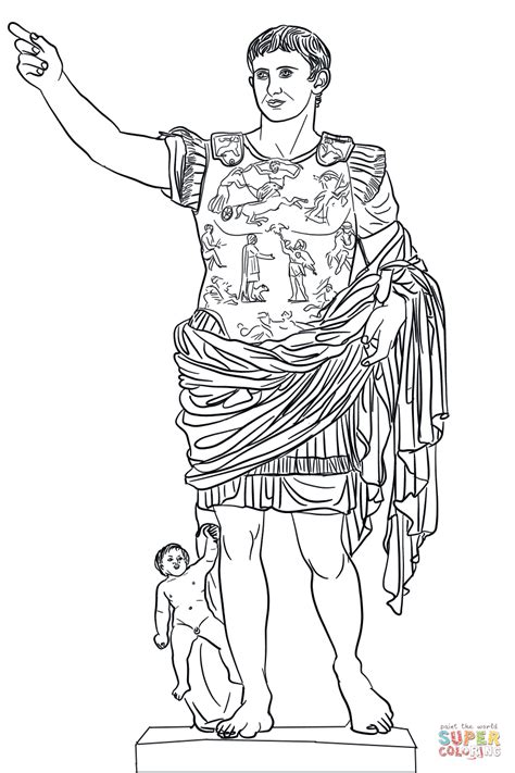 Augustus Caesar Statue (Augustus of Prima Porta) coloring page | Free ...