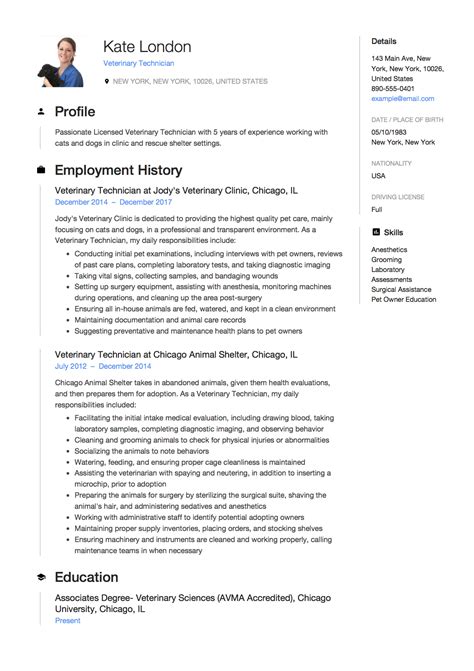 Guide: Veterinary Technician Resume [+ 12 Samples ] | PDF | 2019