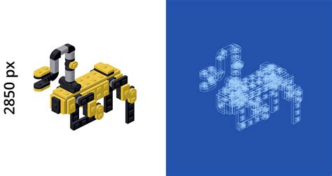 Concept with robot dog with arm in isometric style for print and design ...