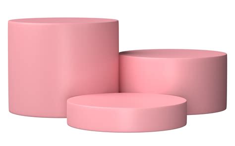 3D, pink podium display scene of minimal geometric platform base isolated on transparent ...