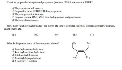 Solved Consider propanal (aldehyde) and propanone (ketone). | Chegg.com