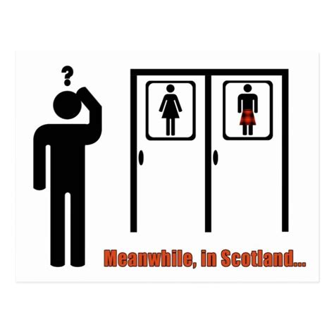 Meanwhile, in Scotland funny Scottish kilt joke Postcard | Zazzle | Scotland funny, Scotland ...