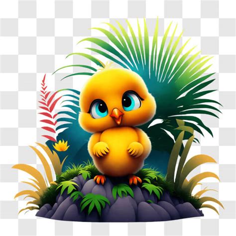 Download Adorable Yellow Chick in a Natural Setting PNG Online - Creative Fabrica