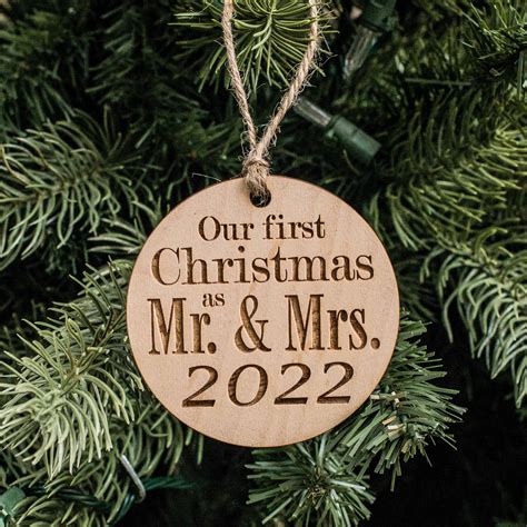 Ornament - 2022 Our First Christmas as Mr and Mrs - Raw Wood 3x3in ...