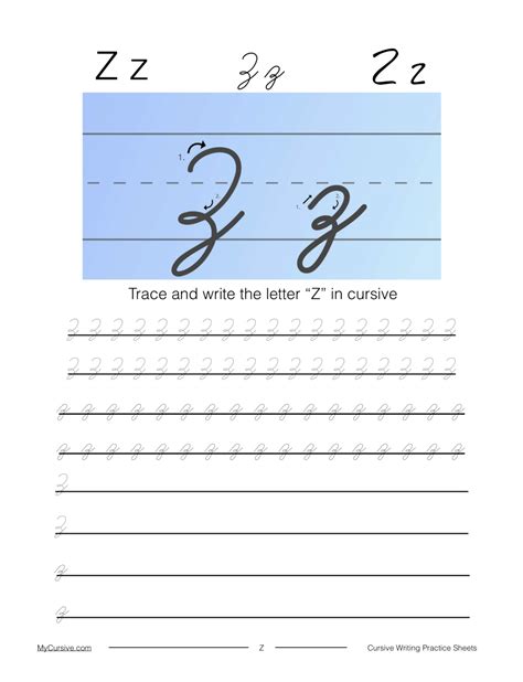 How to Write Cursive Z [Worksheet + Tutorial] - My Cursive