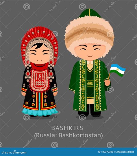 Bashkirs in National Dress with a Flag. Stock Vector - Illustration of ...