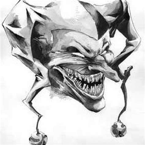 Grey Ink Scary Evil Jester Head Tattoo Design | Joker tattoo design, Jester tattoo, Evil jester