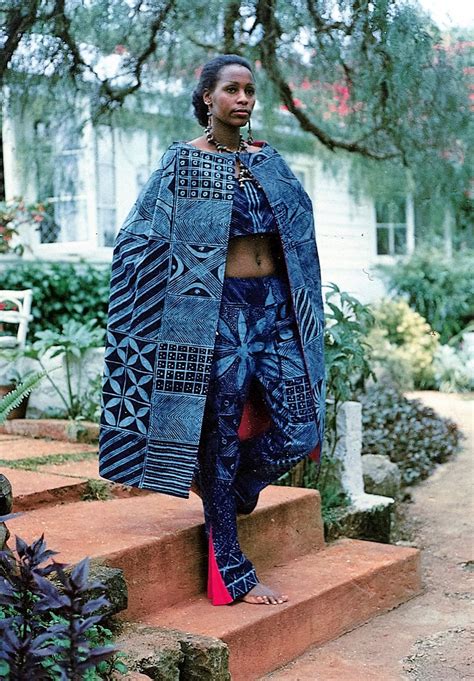 Late Irene Mugambi African Heritage first model in Nigerian Adire cloth ...