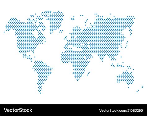 Dotted world map world map blue Royalty Free Vector Image