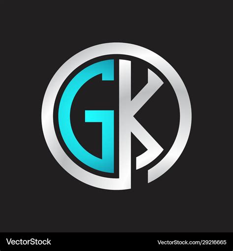 Gk initial logo linked circle monogram Royalty Free Vector