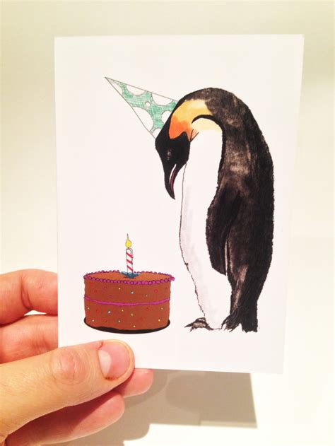 Penguin Birthday Card | Etsy