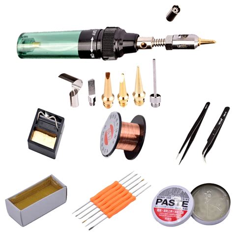 Gas Blow Torch Butane Gas Soldering Iron Gun Cordless Solder Iron MT 100 Welding Repair Tool Set ...