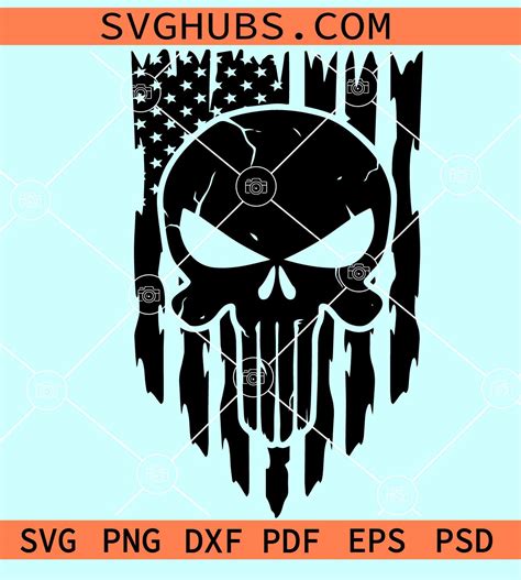 Punisher skull US flag SVG, Punisher American flag SVG, Distressed ...