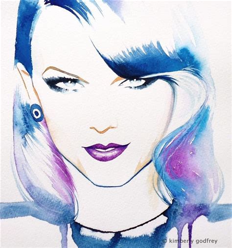 Taylor Swift Original Watercolour Painting Teal Pink Indigo Pop Art | Art, Original watercolor ...