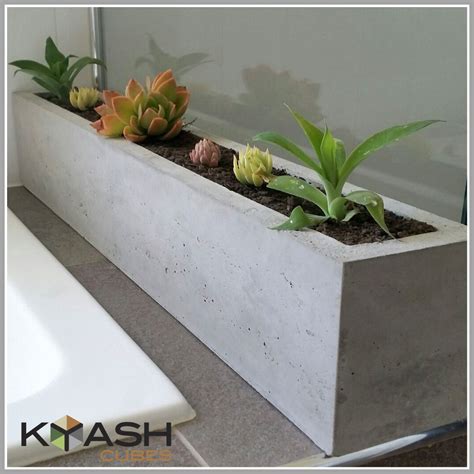 Polished concrete planter large rectangular 900mm succulent