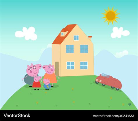 Peppa pig with family Royalty Free Vector Image