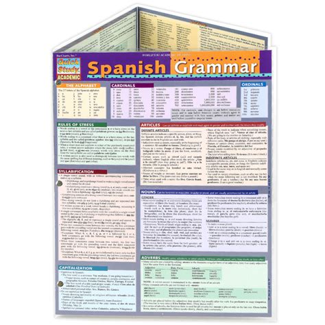 BarCharts Spanish Grammar Quick Study Academic Guide, Grades 4-Adult | Mardel | 9781423219637