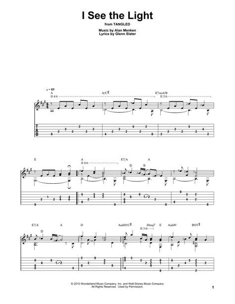 I See The Light (from Tangled) by Alan Menken Sheet Music for Solo Guitar at Sheet Music Direct