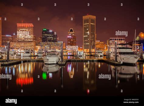 Baltimore Inner Harbour at night Stock Photo - Alamy