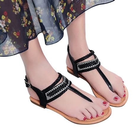 Woman Shoes Fashion Bohemian Twist Woven Toe Sandwich Flat Sandals ...