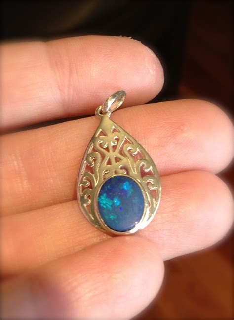 Items similar to Genuine Australian Black Opal Pendant - Silver Pendant ...