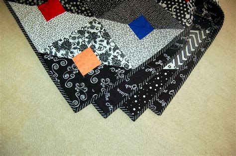 Modern Quilt/throw, Black and White With Bright Squares, Off-center ...