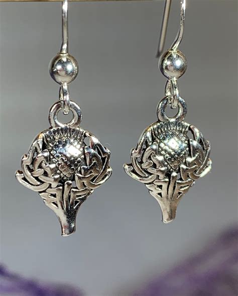 Thistle Earrings, Celtic Jewelry, Scotland Jewelry, Outlander Jewelry, Flower Jewelry, Mom Gift ...