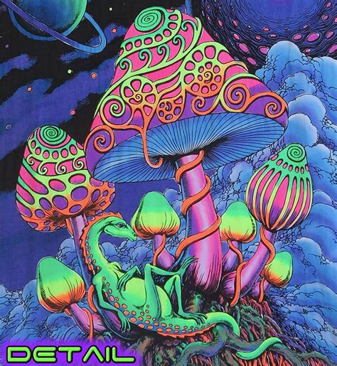 Trippy Wall Art 'cosmic Shrooms' Psychedelic Tapestry - Etsy