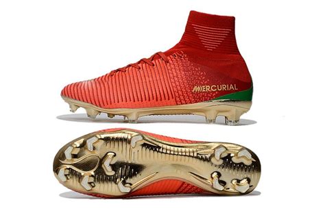 Original Red Gold Children Soccer Cleats Mercurial Superfly CR7 Kids Soccer Shoes Kids Soccer ...