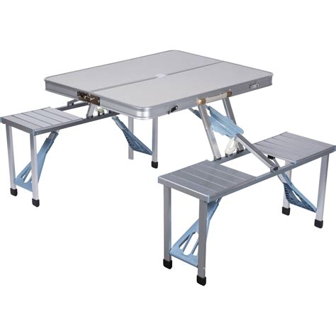 Trademark Innovations Portable Aluminum Folding Picnic Table with 4 Seats - Walmart.com ...