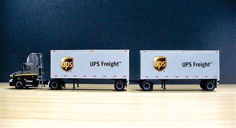 TnS - Semi Truck UPS Volvo Day Cab w/Drop-Deck Double Van Trailers - Assembled - United Parcel ...