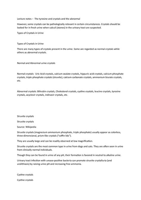 Lecture notes – The tyrosine and crystals and the abnormal - Crystals ...