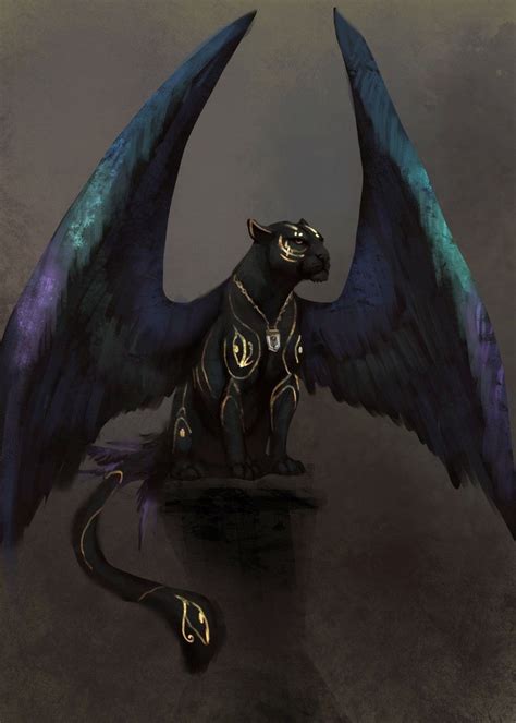 Winged panther. | Creature mitologiche, Creature magiche, Disegno di animali