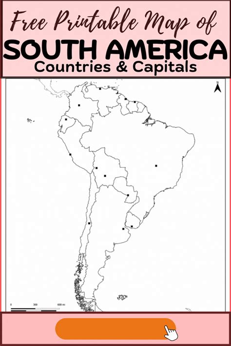 Blank South America Map with Countries and Capitals in 2024 | America map, America outline ...