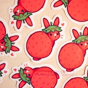 Fruit Bunny Vinyl Stickers / Cute Animal Stickers / Journal Stickers / Water Bottle Vinyl ...