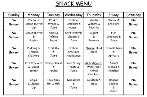 menu ideas | Daycare menu, Monthly menu, Daycare lunch menu