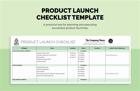 Product Launch Checklist Template - Download in Excel, Google Sheets ...