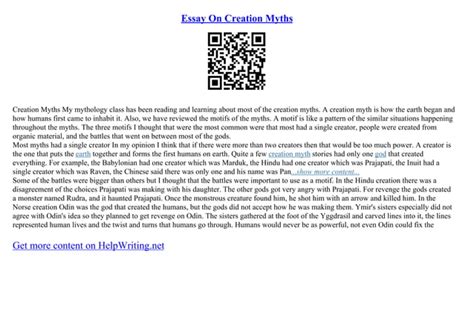 Essay On Creation Myths | PPT