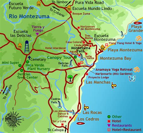 Montezuma and Delicias Area Map