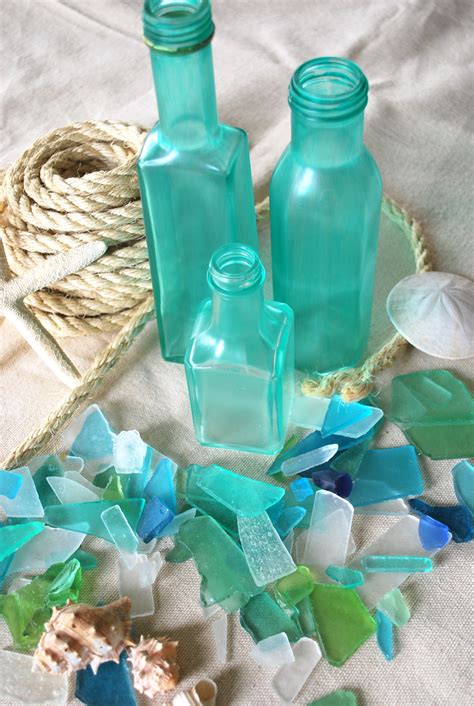 Sea Glass Bottles | Bottle crafts, Painted glass bottles, Glass crafts