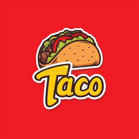 Tacos Logo Design Isolated On Red Background Stock Vector ...