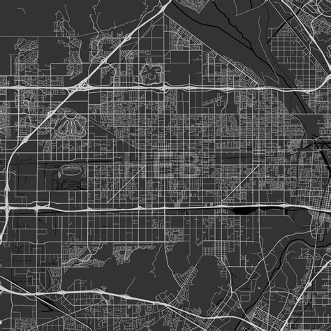 Fontana, California - Area Map - Dark | HEBSTREITS Sketches | Fontana ...