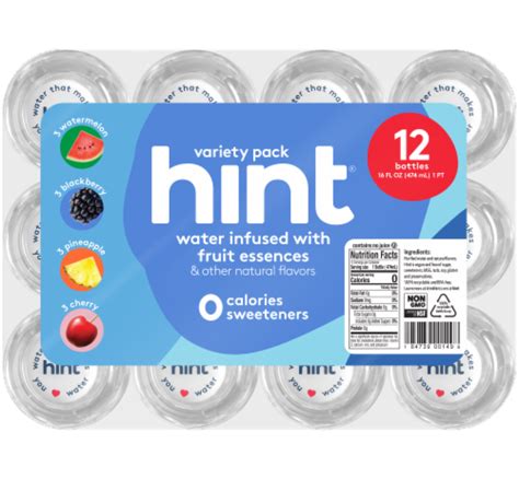 Hint® Variety Flavored Bottled Water, 12 ct / 16 fl oz - Fred Meyer