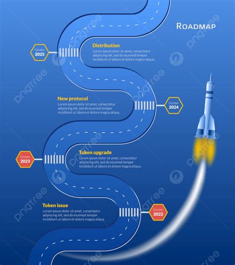 Roadmap With Winding Road And Stop Signs On Stages On Blue Background ...