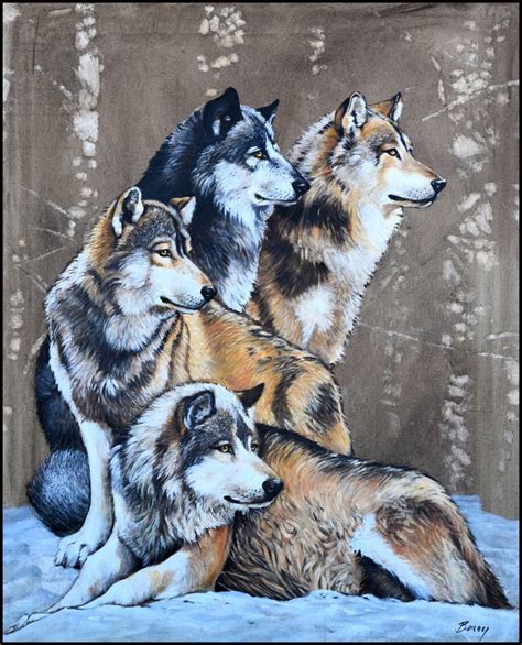 Wolf Pack Painting by Charles Berry | Saatchi Art